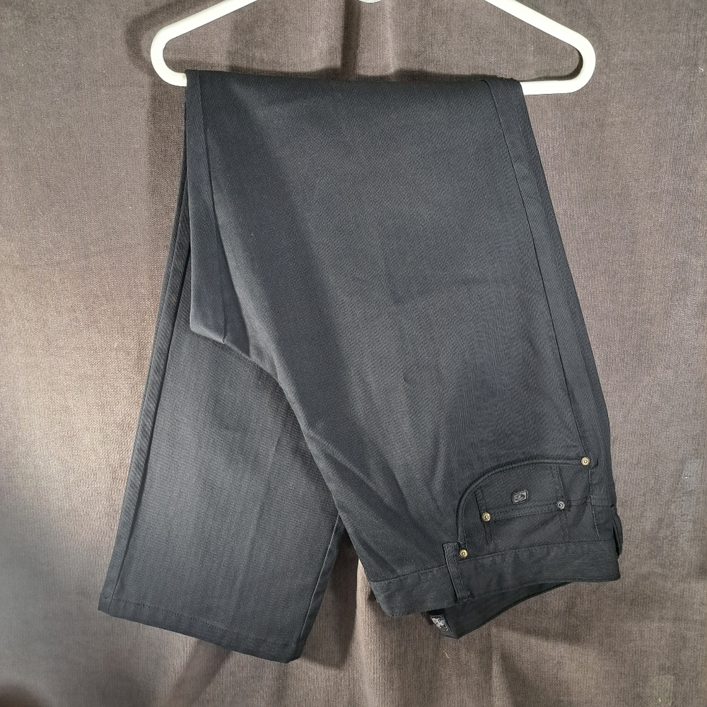 Point Zero Black Straight Wide Leg Stretch Dress Jeans Pants 5 Pocket VG 42W/34L